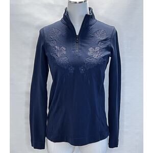 Tommy Bahama Womens 1/2 Zip Pullover Size XS, Navy Blue, Jen Terry Ember Floral